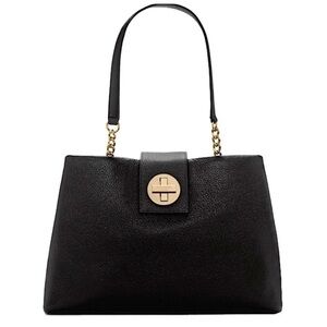 Kate Spade Black Pebble Leather Town Road Elena Shoulder Bag Purse Chain Strap